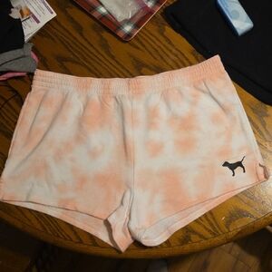 Victorias Secret PINK Women's Tie-Dye Shorts - Peach and White
